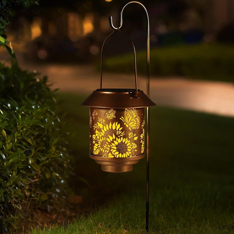 Doogarden Solar Lantern Outdoor Hanging Sunflower Lights Gifts for Women Mom Metal Garden Decor Outside Waterproof LED Lanterns for Patio(Butterfly) - Image 5
